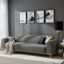 Ver imagem 1 de Sofá Living Átila Velusoft Cinza, 2,50 Metros, Design Retrô.