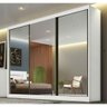 Guarda Roupa Casal 3 Portas Espelhadas 8 Gavetas Sollo - Móveis Novo Horizonte - Branco - 1