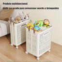 Ver imagem 6 de Cesto Roupa Suja Dobrável com Rodinhas 50cm Organizador Multiuso