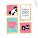 Ver imagem 1 de Quadros Infantis Decorativos Panda Rosa e Verde com Moldura:pinus