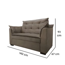 Sofá 2 Lugares para Sala Moderno Confortável Andreia Suede Bege Escuro - 3