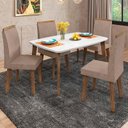 Ver imagem 4 de Conjunto Mesa de Jantar Tampo Vidro Com 04 Cadeiras 120x90 Jade RV Móveis Off White/Pena Caramelo