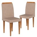 Ver imagem 3 de Conjunto Mesa de Jantar Tampo Vidro Com 04 Cadeiras 120x90 Jade RV Móveis Off White/Pena Caramelo