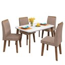Ver imagem 1 de Conjunto Mesa de Jantar Tampo Vidro Com 04 Cadeiras 120x90 Jade RV Móveis Off White/Pena Caramelo