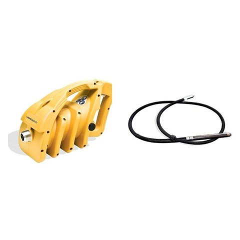 Corpo Vibrador Imersão Alta Rotação 220V com Mangote Ponteira 38mm x 5,0m Menegotti Amarelo/Preto