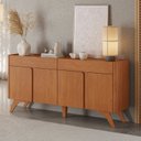 Ver imagem 1 de Buffet para Sala de Jantar Laqueado 100% MDF 4 Portas 172cm Pés em Madeira Maciça Aros