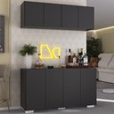 Ver imagem 2 de Kit Bar Armário Aéreo e Aparador 4 Portas Multimóveis Mp1087 Preto/branco
