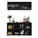 Ver imagem 4 de Kit Bar Armário Aéreo e Aparador 4 Portas Multimóveis Mp1087 Preto/branco