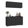 Kit Bar Armário Aéreo e Aparador 4 Portas Multimóveis Mp1087 Preto/branco - 1
