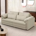 Ver imagem 2 de Sofá Retrátil 3 Lugares para Sala 250cm Dijon Couro Creme S07 - Mpozenato