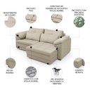 Ver imagem 3 de Sofá Retrátil 3 Lugares para Sala 250cm Dijon Couro Creme S07 - Mpozenato