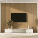 Ver imagem 1 de Rack Ripado com Painel TV até 86 Polegadas Planejado 280x230cm Aruá CabeCasa MadeiraOriginals Marrom/Off White