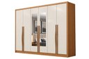 Ver imagem 3 de Guarda-Roupa Casal 6 Portas 6 Gavetas com Espelho 100% MDF Reno 276x236cm Marrom/Cinamomo com Fendi
