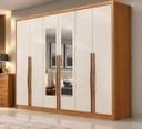 Ver imagem 1 de Guarda-Roupa Casal 6 Portas 6 Gavetas com Espelho 100% MDF Reno 276x236cm Marrom/Cinamomo com Fendi