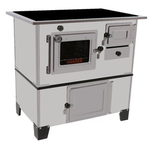 Fogão a Lenha Luxo Inox N2 Vitrocerâmica Chaminé Direita Hansen