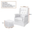 Ver imagem 3 de Poltrona Inês com Puff 67cm Corino Branco - Sallar Home