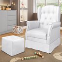 Ver imagem 2 de Poltrona Inês com Puff 67cm Corino Branco - Sallar Home