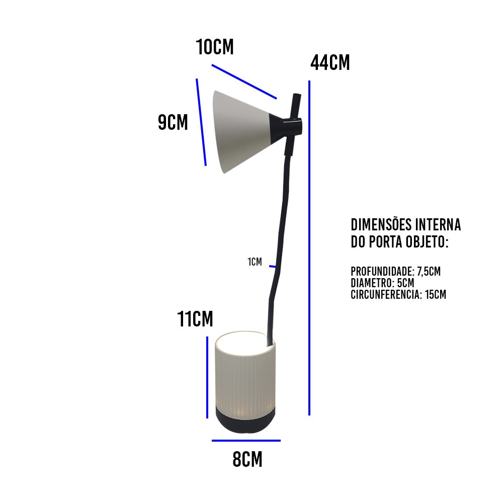 Luminária de Mesa Touch LED Flexivel Porta Objetos Abajur Iluminado Articulada Organizador 3 Cores - 2