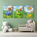 Ver imagem 4 de Kit 3 Quadro Decorativo Dinossauros Infantil Criança Bebê Meninos Moderno 28x20cm
