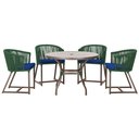 Ver imagem 1 de Mesa com 4 Cadeiras de Jantar Roma 100cm e Noronha em Aluminío Fendi Corda Nautica Estofado 10 Trama