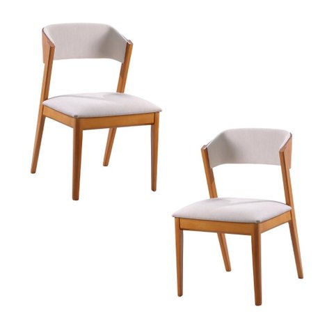 Conjunto 2 Cadeiras Gardênia - Madeira Maciça e Encosto Anatômico - Távoli Decor