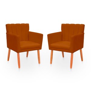 Kit com 2 Poltronas Cadeiras Elegante Confortável e Reforçada para Sala Carol Suede