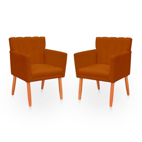 Kit com 2 Poltronas Cadeiras Elegante Confortável e Reforçada para Sala Carol Suede