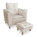 Ver imagem 1 de Kit Poltrona Amamentação Sara + Puff Suede Bege Dal Poz Estofados