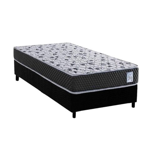 Cama Box Solteiro: Colchão Ortopédico Herval Compact Ag 65 - Ag Biello + Base Crc Suede Black (