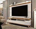 Ver imagem 2 de Rack com Painel Sala Estar Vivare Wood 1.8 Tv 72 3 Gavetas:Off White/Nature