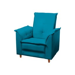 Poltrona Amamentação e Puff Ariel Suede Azul Tiffany Pés Palito Bnn Decor - 3