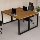 Ver imagem 1 de Plataforma de Trabalho 1,40 m X 1,20 m 2 Pessoas Design Industrial 100% MDF F5 Office Cor:Freijó