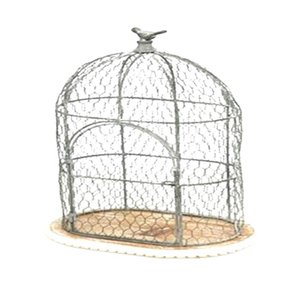 Gaiola Decorativa com Passaro no Topo 46cm