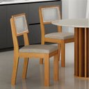 Ver imagem 2 de Jogo 2 Cadeiras para Sala de Jantar MDF Flora Bege/Cinamomo/Palha