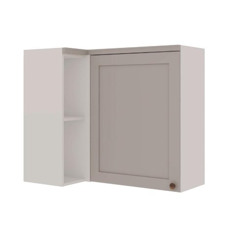 Armário Aéreo de Canto 93cm para Cozinha Modulada Nichos Mdf Cor:fendi com Branco
