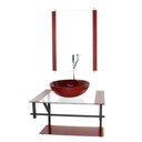 Ver imagem 1 de GABINETE DE VIDRO PARA BANHEIRO 60CM AP CUBA REDONDA VERMELHO CEREJA COM TORNEIRA CROMADA