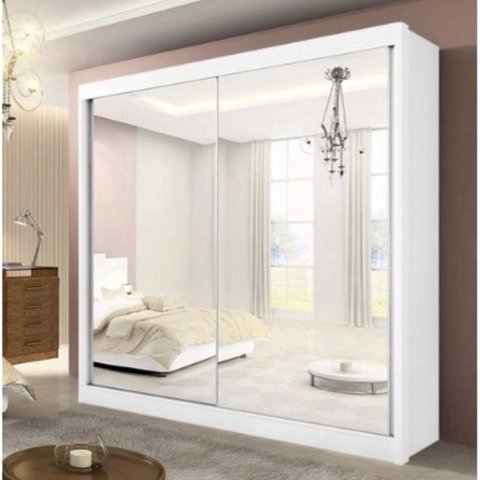 Guarda-roupa Casal Espelhado 2 Portas 6 Gavetas Las Vegas D'doro Branco