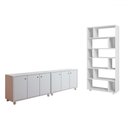 Ver imagem 2 de Escritório Completo 6 Portas 7 Prateleiras Branco Bkd - Brv