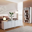 Ver imagem 1 de Escritório Completo 6 Portas 7 Prateleiras Branco Bkd - Brv