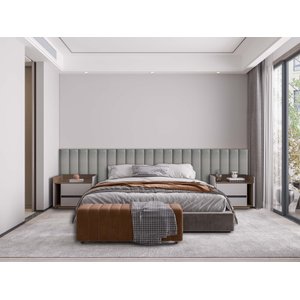 Kit 17 Placas Cabeceira Estofada para Cama Box - Módulo 20 Cm X 60 Cm:cinza