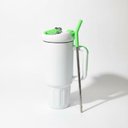 Ver imagem 1 de Copo Térmico 1200ml Ms-972 Inox Portátil Garrafa Inoxidável com Tampa 2 Funções e Canudo Inox:Branco
