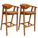 Ver imagem 1 de Kit 2 Banquetas Alta para Cozinha Bancada Bar Sala de Jantar Fixa Cecília L02 Couríssimo Canela - Ly