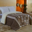 Ver imagem 1 de Edredom Coberdrom Sonobom Queen Sherpa e Manta - Geométrico Marrom