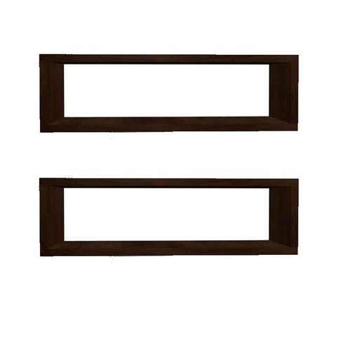 Kit 2 Nicho Retangular Marrom 70x20x10p Mdf Decorativo
