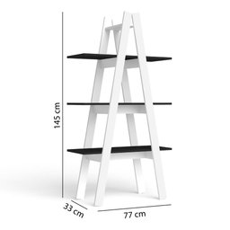 Estante Escada 3 Prateleiras - Branco/preto - 4