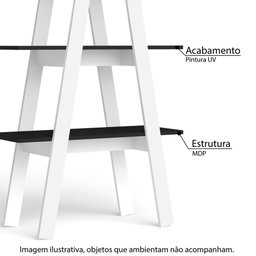 Estante Escada 3 Prateleiras - Branco/preto - 2