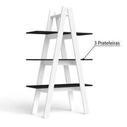 Estante Escada 3 Prateleiras - Branco/preto - 3