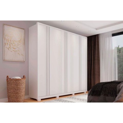 Guarda Roupa Casal 6 Portas e 4 Gavetas Mozart Branco Fosco - Caemmun