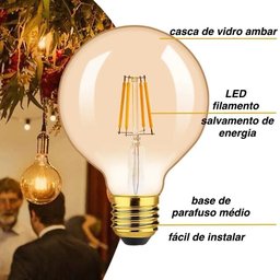 Lâmpada Filamento Led G95 4w 2200k Bivolt Âmbar:2 Unidades - 3