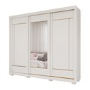 Ver imagem 3 de Guarda-Roupa Casal 3 Portas de Correr com Pés e Espelhos 269cm 100% MDF Olinda Espresso Móveis Bege/Off White